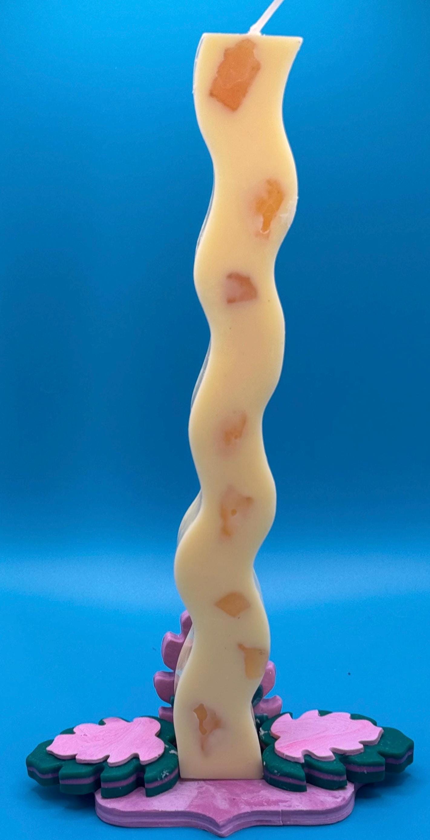 Clay Monstera Candlestick Holder (includes  candle)