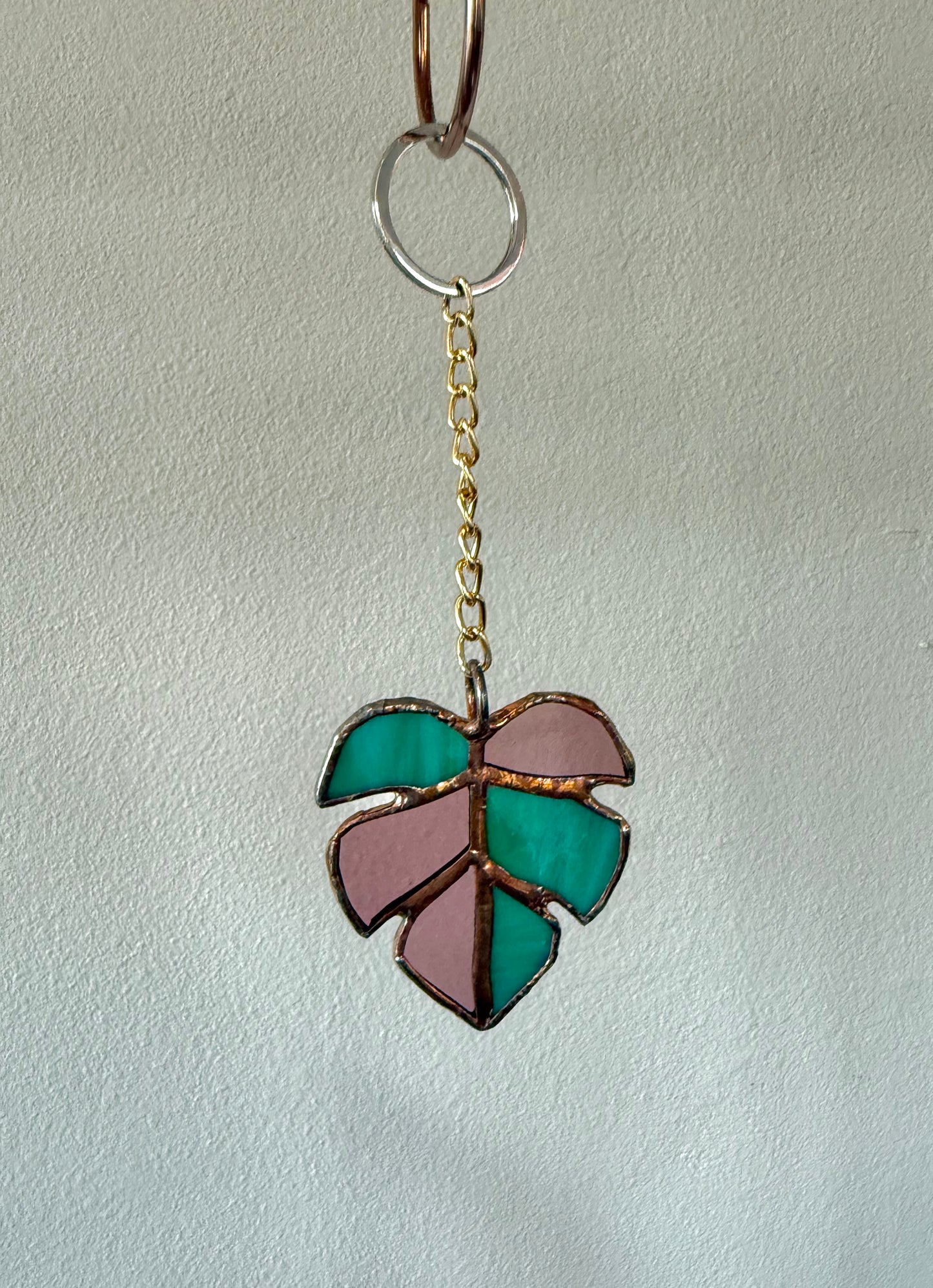 Blush Monstera Leaf Keychain