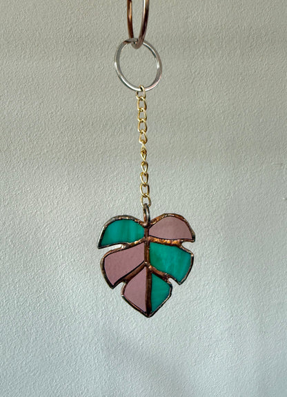 Blush Monstera Leaf Keychain