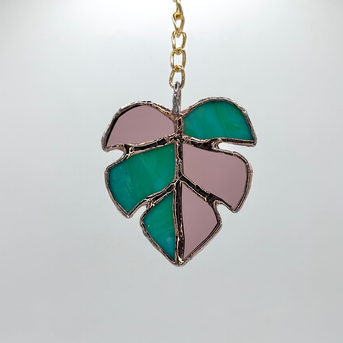 Blush Monstera Leaf Keychain