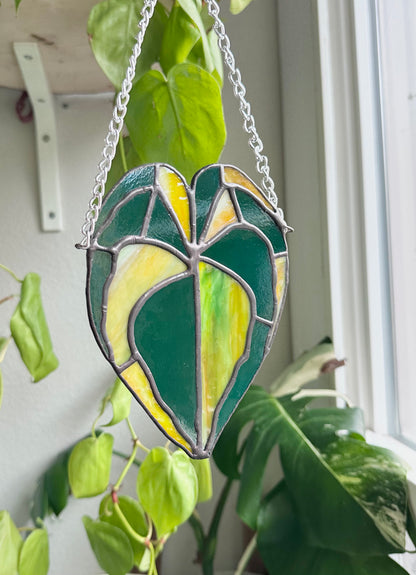 Variegated Anthurium Stained Glass Suncatcher