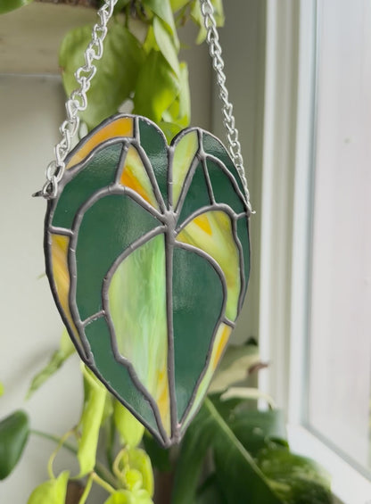 Variegated Anthurium Stained Glass Suncatcher